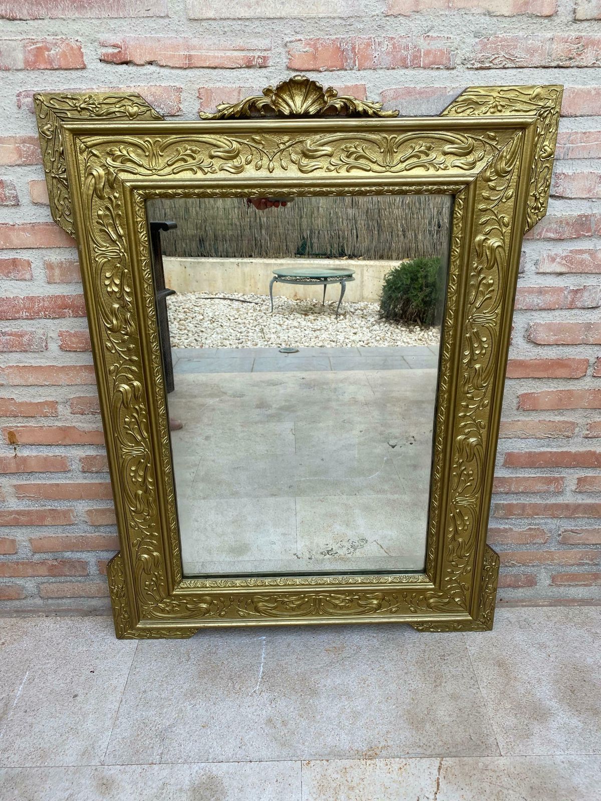 Miroir rectangulaire en bois sculpté à la main doré, 1960 photo furniture