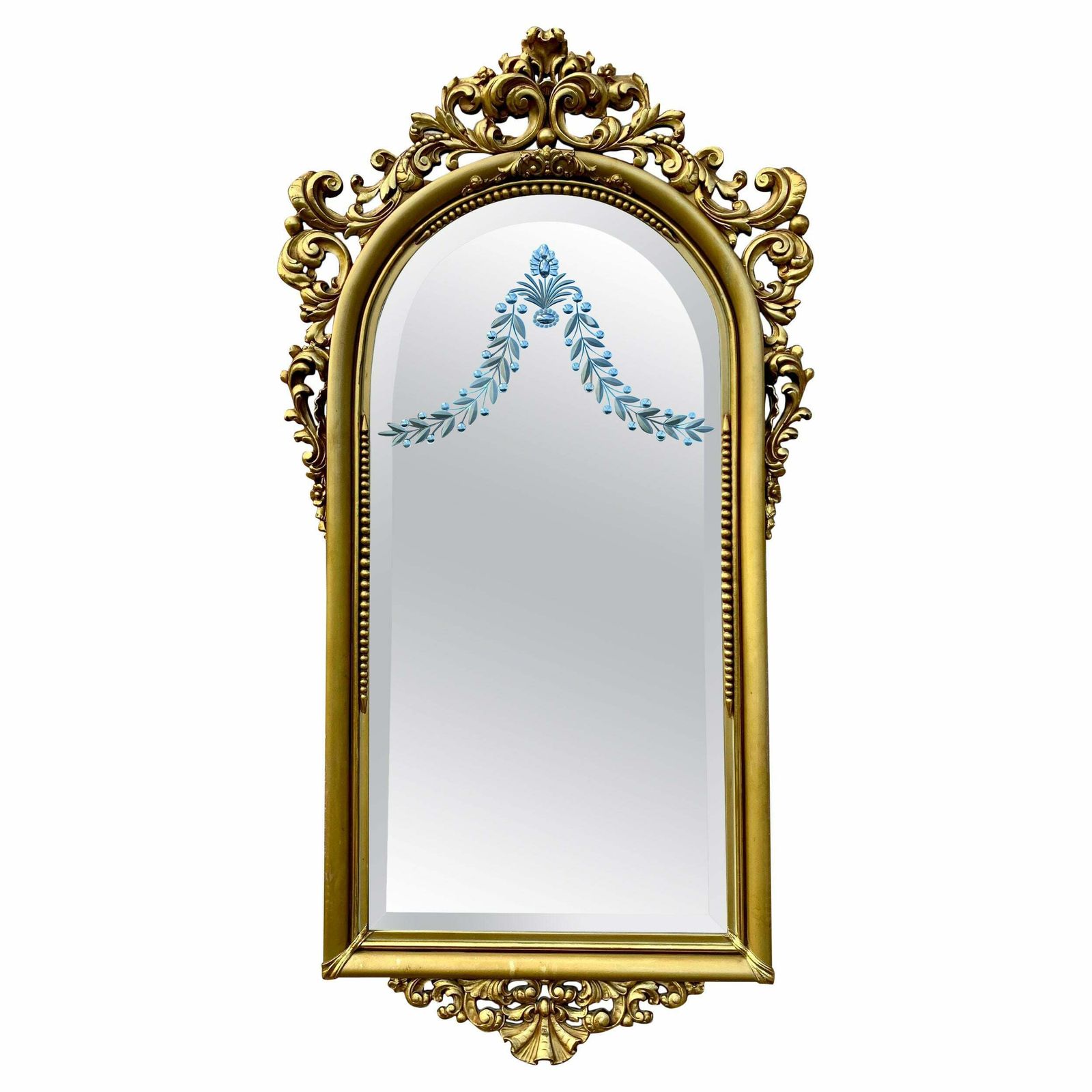Large Antique French Monumental Gold Leaf Gilt Mirror, 1890