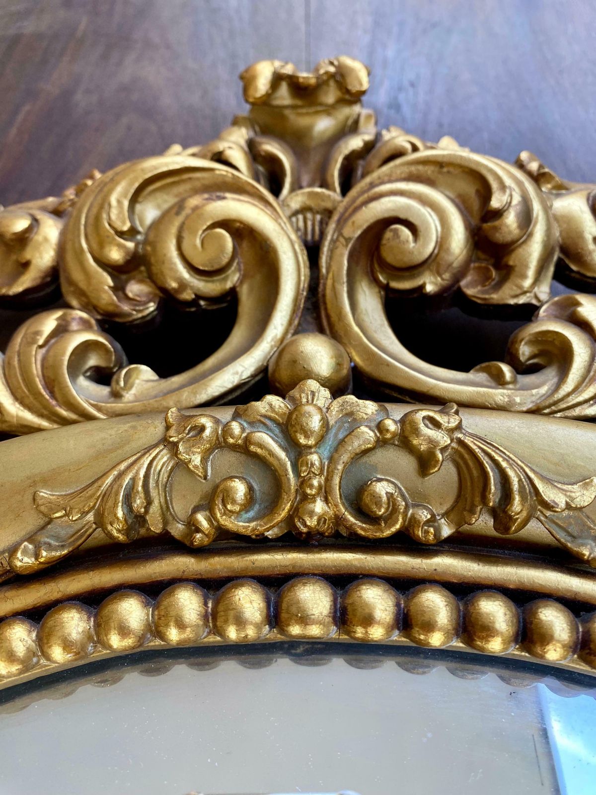 Grand miroir monumental doré à la feuille d'or, époque française, 1890 photo furniture