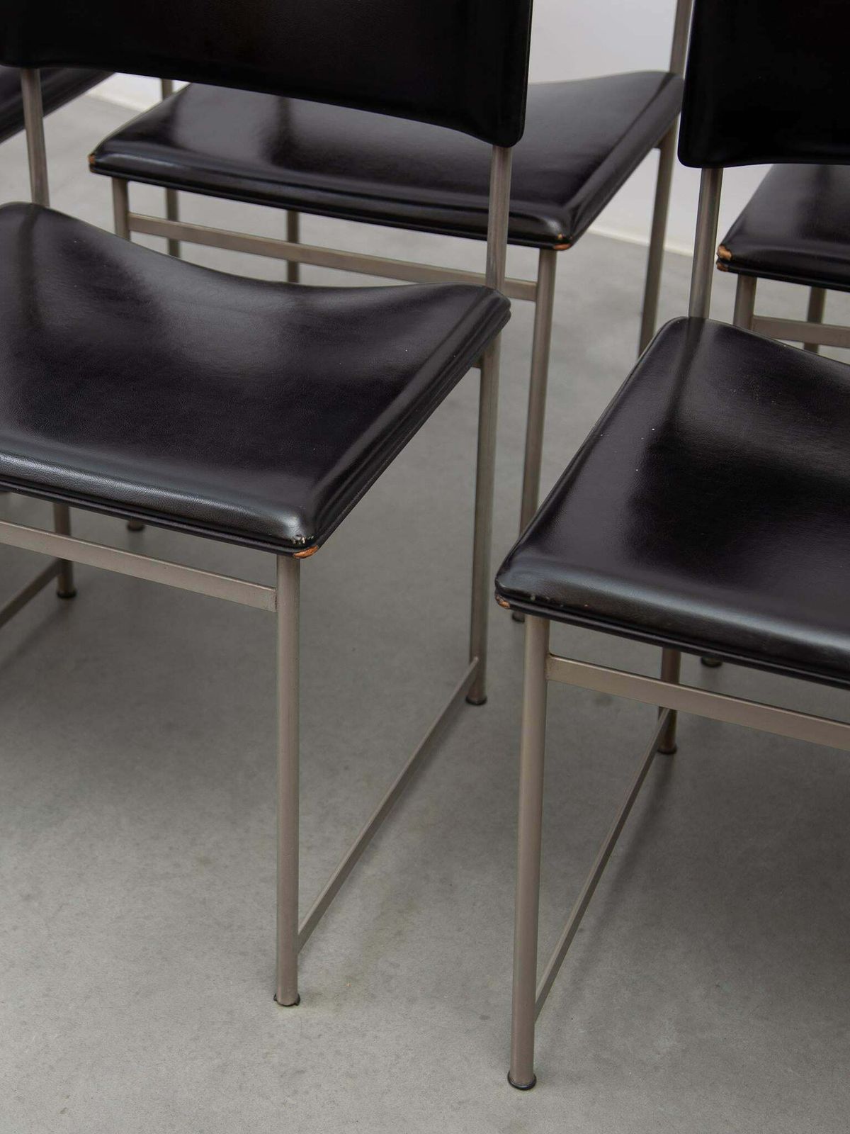 2000.0 Cees Braakman For Pastoe Set Of Six Sm08 Dining Chairs In Black Leather. photo