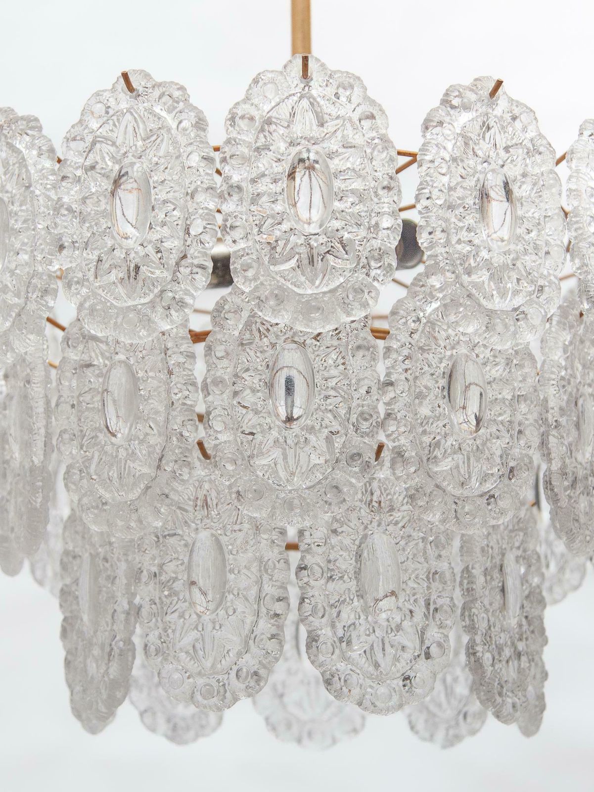 Massive Rosette Crystal Glass Chandelier, 1970s Belgium photo Lighting