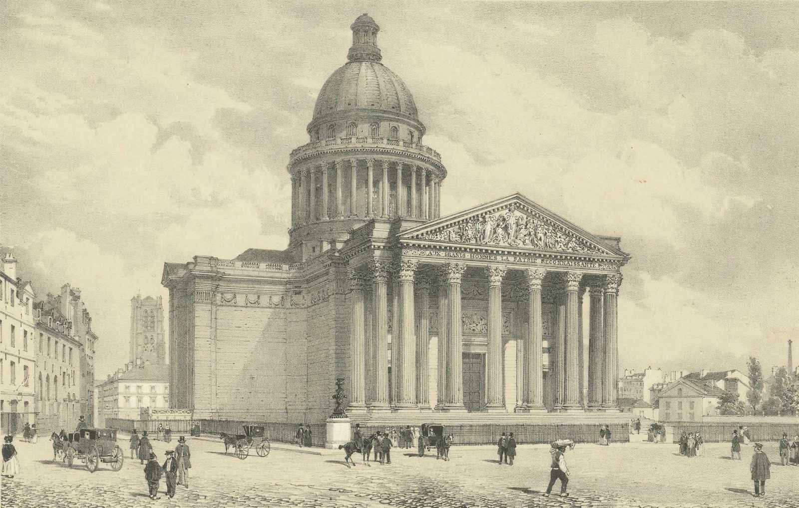 Decorative Engraved Panthéon Paris In The 1800s By Bry & Benoist photo 294.0