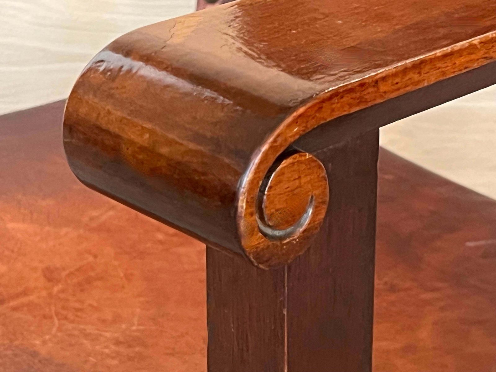 Furniture 19th Century Spanish Colonial Altar Carved Armchair With Leather Seat And Back photo