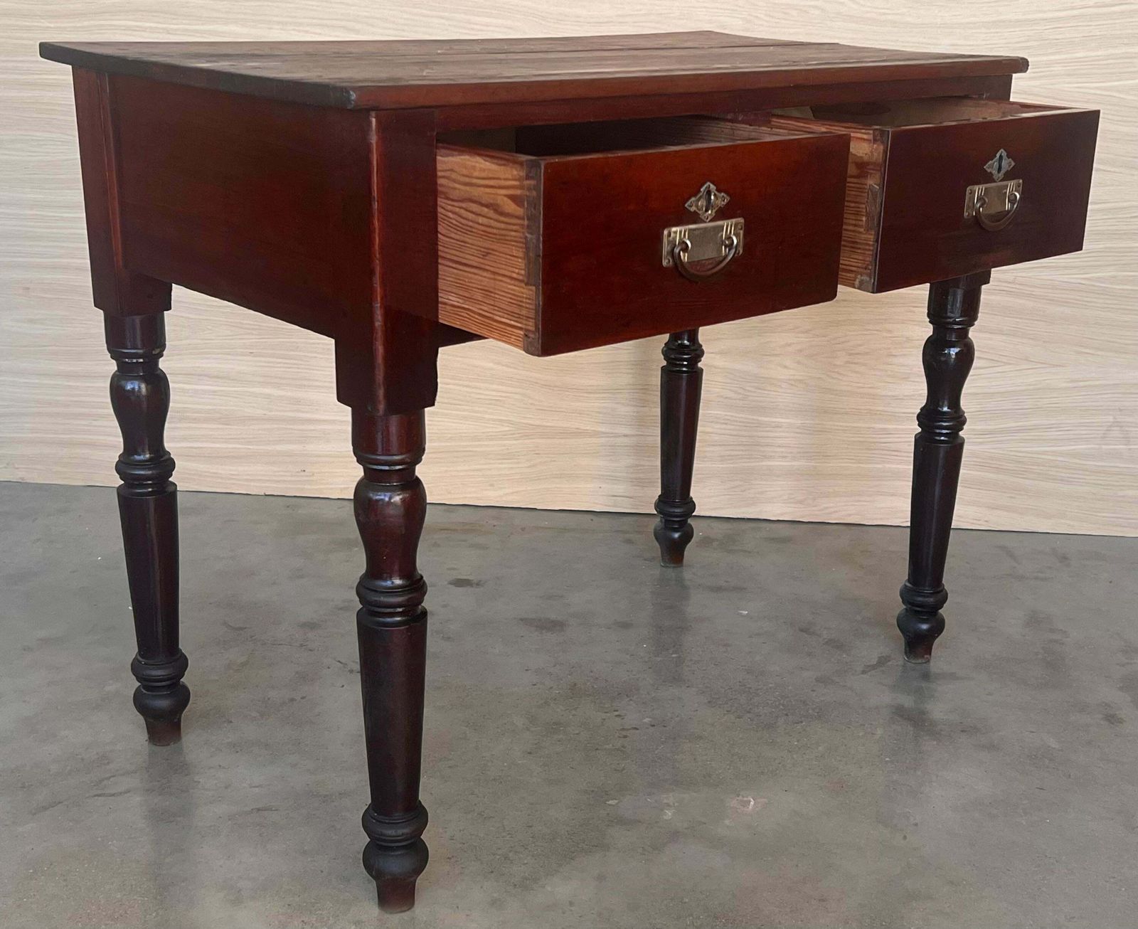 Spanish Country Pine "Mobila " Side Table Or Console With Two Drawers photo vinterior