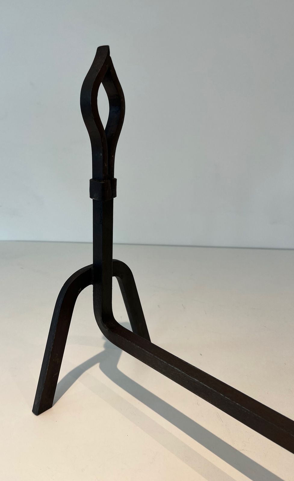 photo vintage Pair Of Modernist Wrought Iron Andirons