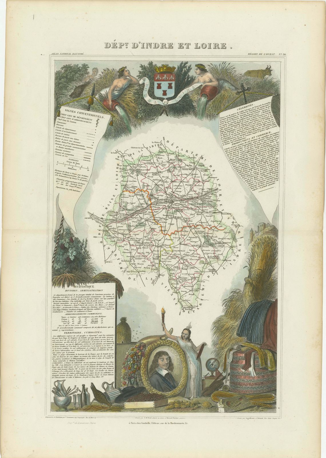 Mapping History: The Decorative Cartography Of Indre Et Loire By Levasseur, 1856 photo buy