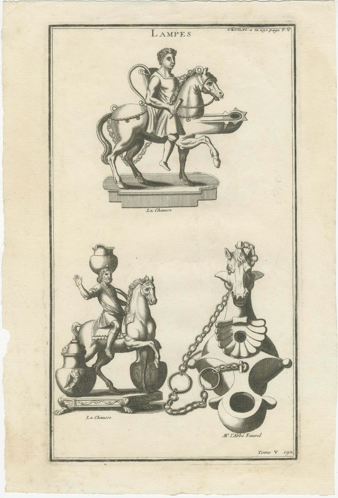 Mounted Warrior Lamp: Montfaucon's Antiquities Engraved, 1722 photo furniture