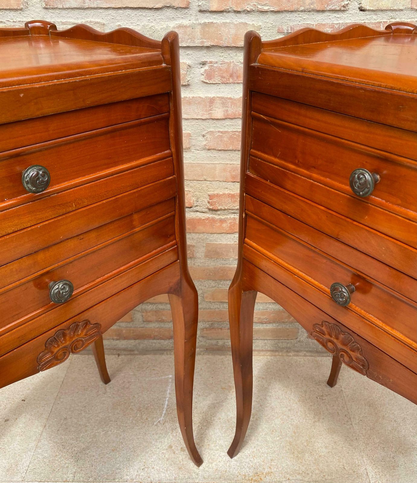 photo for sale French Bedside Tables With Cabriole Legs, 1950s, Set Of 2