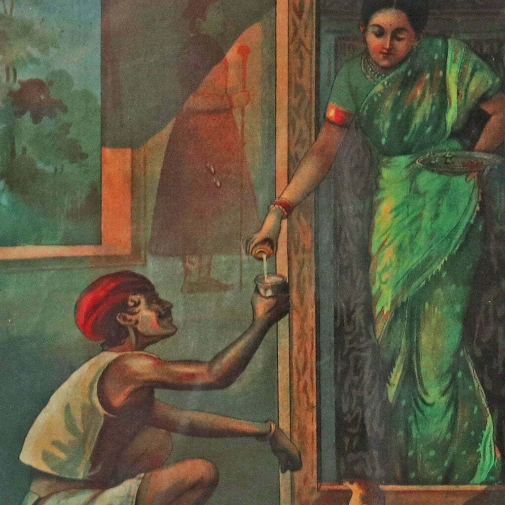 Vintage Printy Naag Pujan By Ravi Varma photo furniture