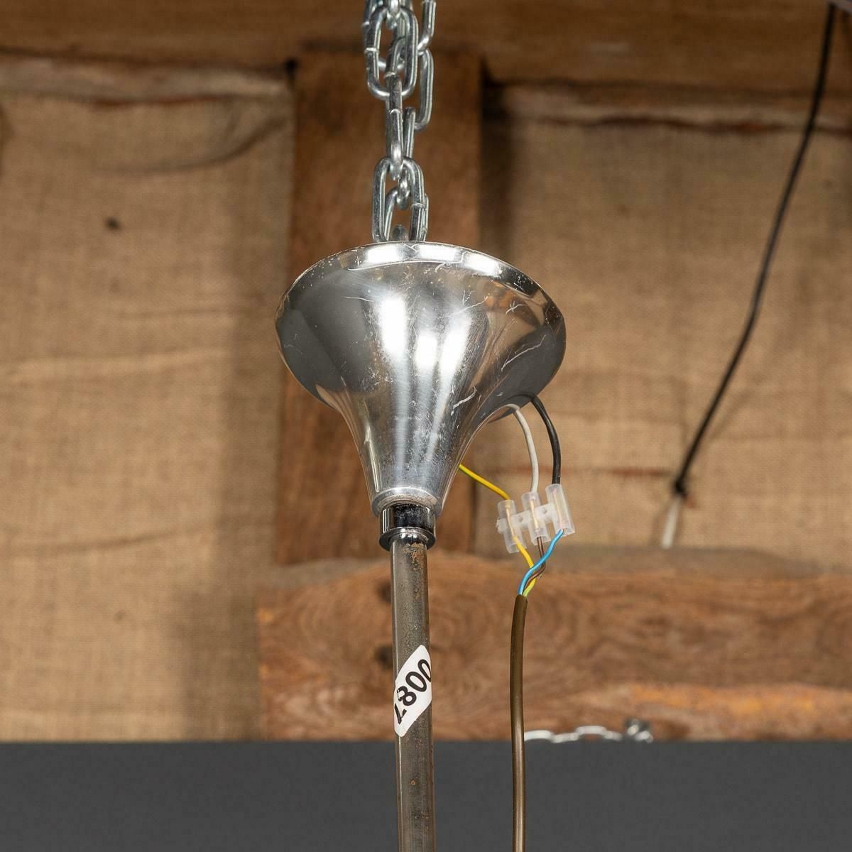 3595.0 20th Century Italian Chrome & Smoked Glass Eighteen Light Chandelier C.1970 photo