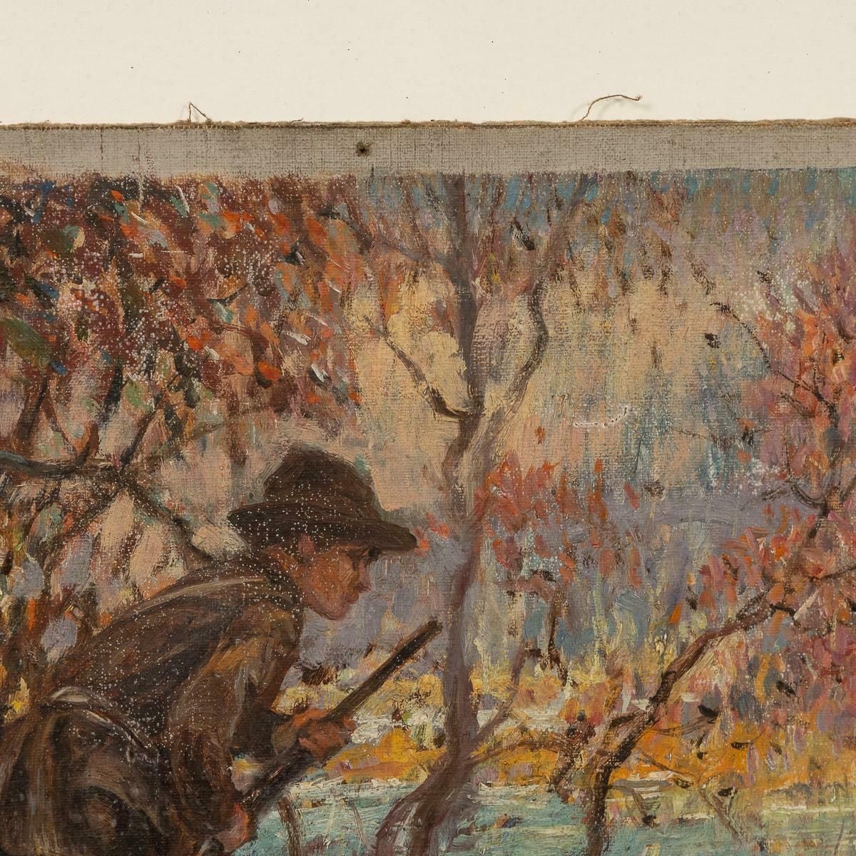 Antique 20thc Framed Hunting Scene Oil On Canvas By Frederick Thomas Daws C.1923 photo vinterior