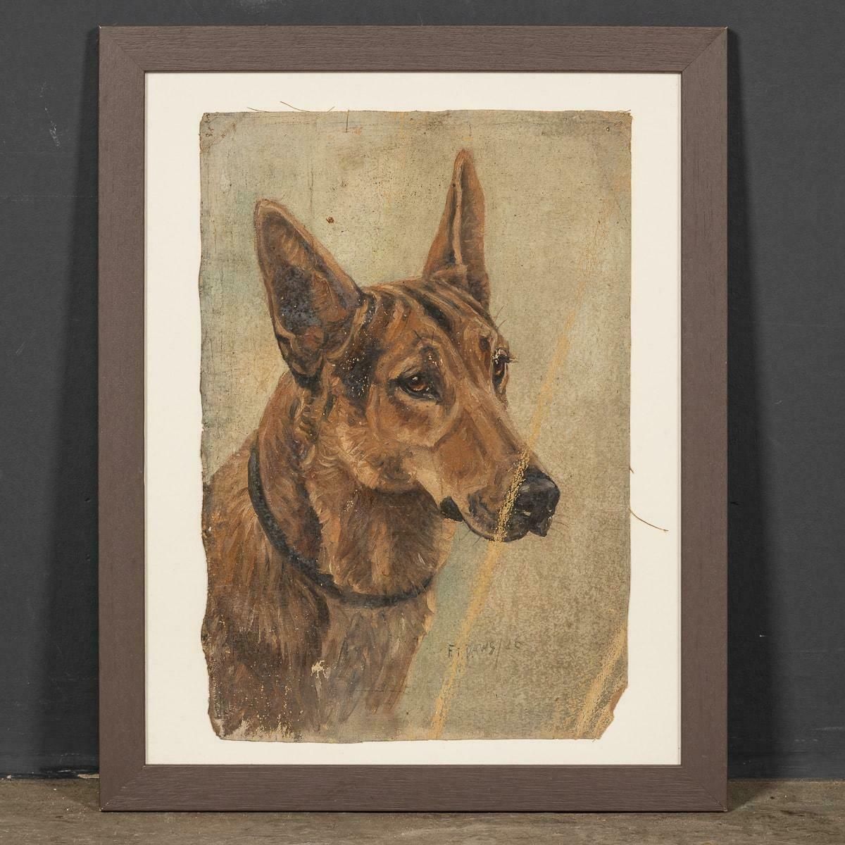 Antique 20thc Framed German Shepherd Oil On Canvas By Frederick T. Daws C.1926 photo furniture