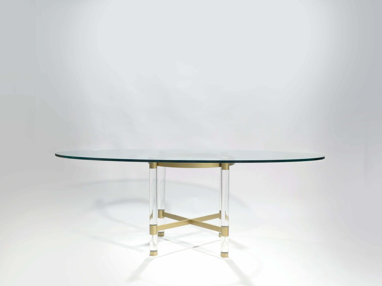 Table à manger en laiton et Lucite par Sandro Petti pour Metalarte, années 1970 photo Mobilier