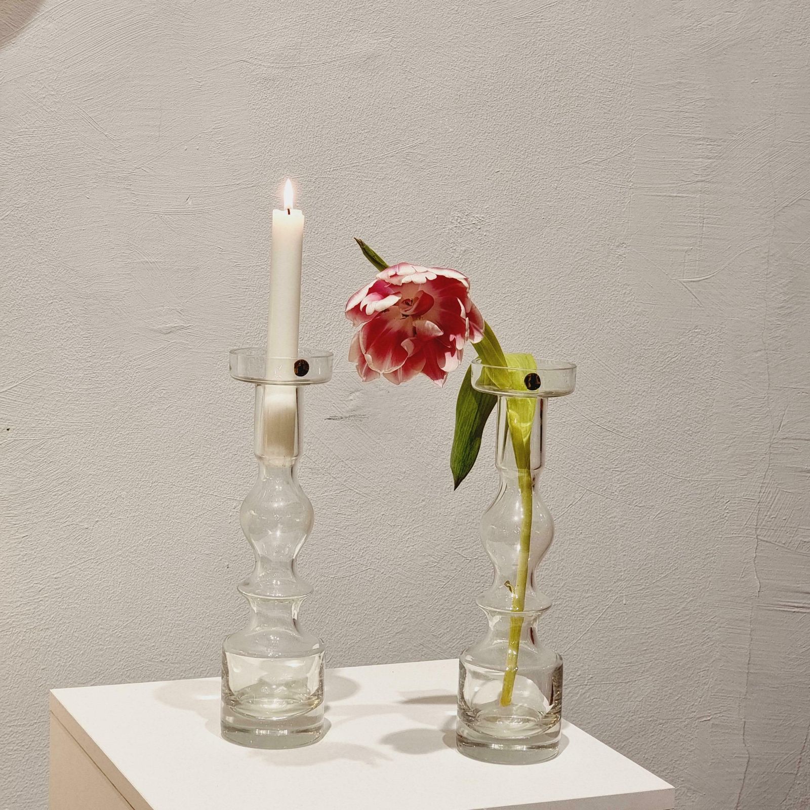 Vases/Candlesticks "Pompadour"/1945, Riihimäaen Glass, Scandinavian Modern photo furniture