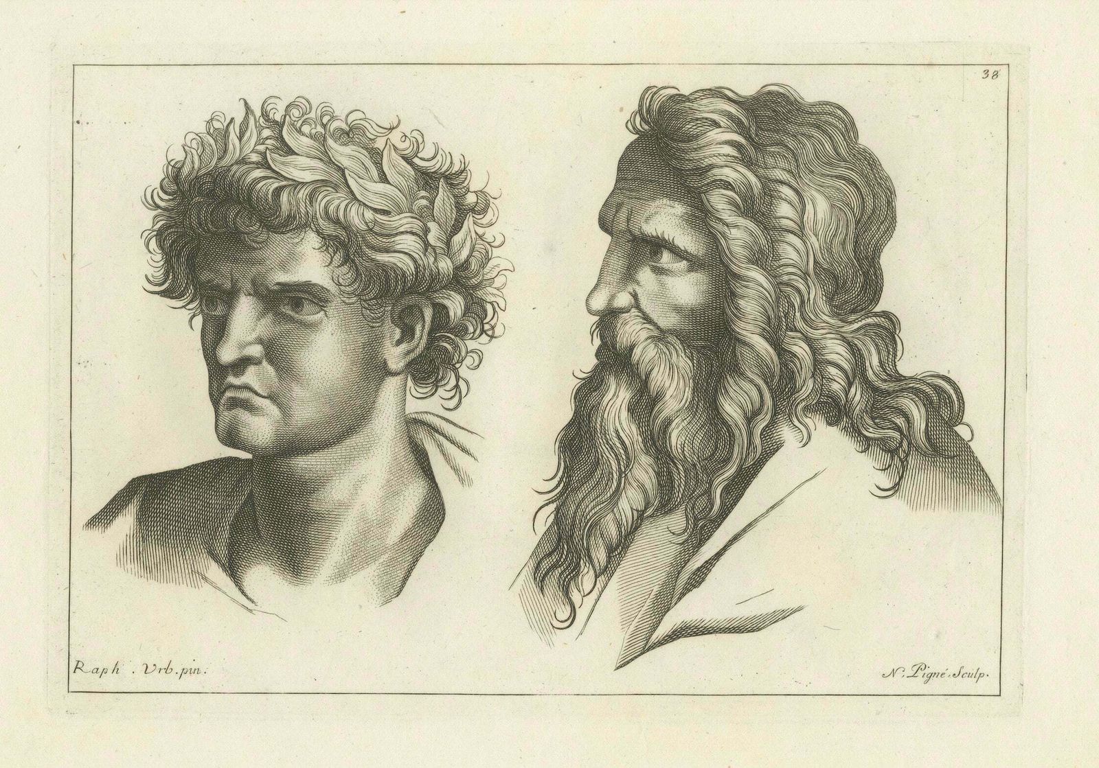 Contrast Of Time: Ancient Wisdom Engraved By Pigné, 1740 photo furniture