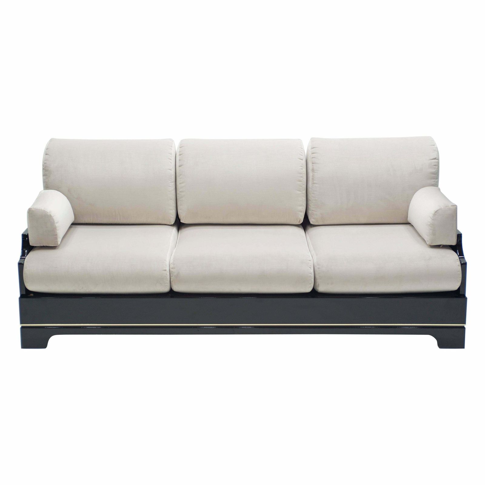 Midcentury Italian Lacquer Brass Living Room Sofa By Romeo Rega, 1970s