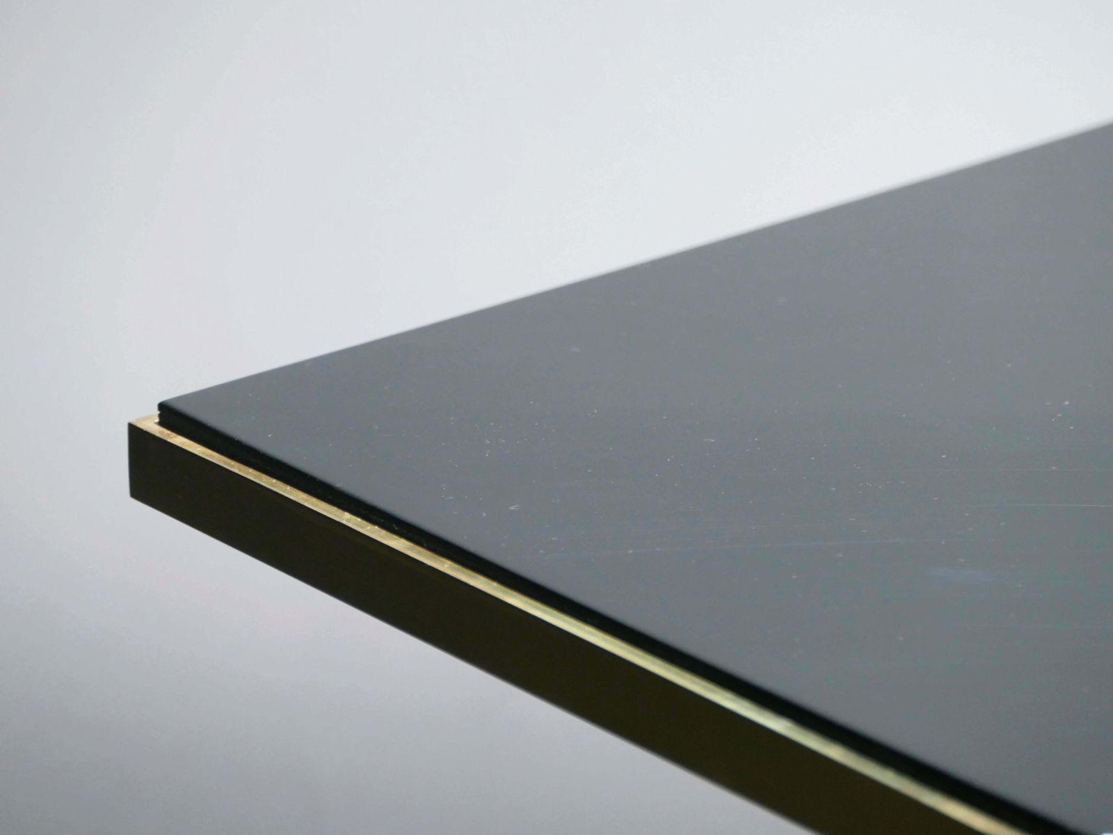 Midcentury Romeo Rega Black Lacquer Brass And Glass Dining Table, 1970s photo Furniture