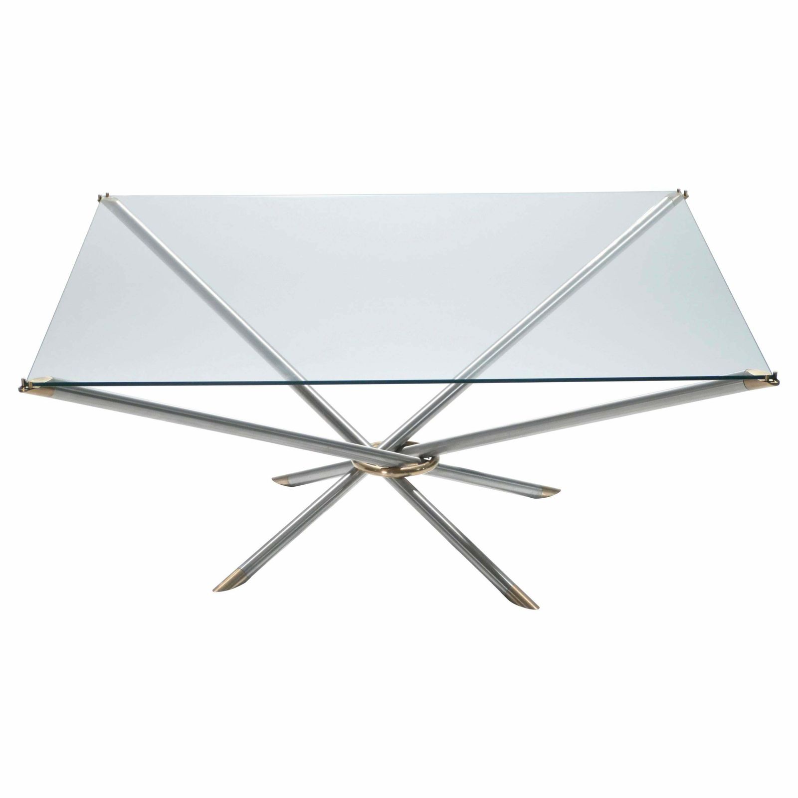 French Mid Century Metal And Brass Coffee Table 1970s