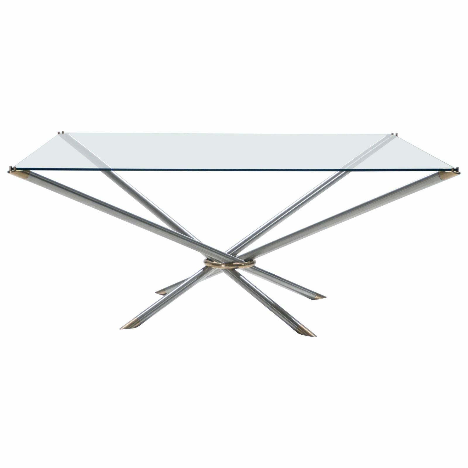 French Mid Century Metal And Brass Coffee Table 1970s photo furniture