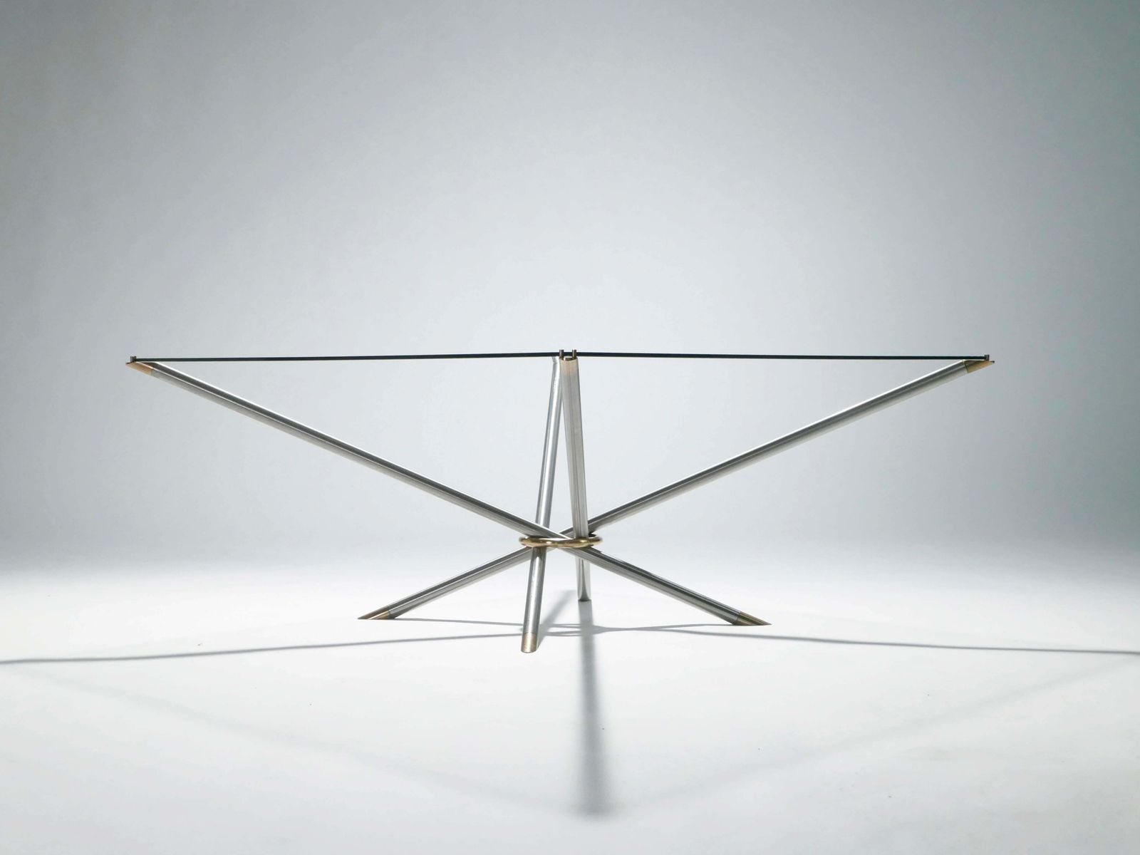 Table basse française mid-century en métal et laiton, années 1970 photo 3025.0