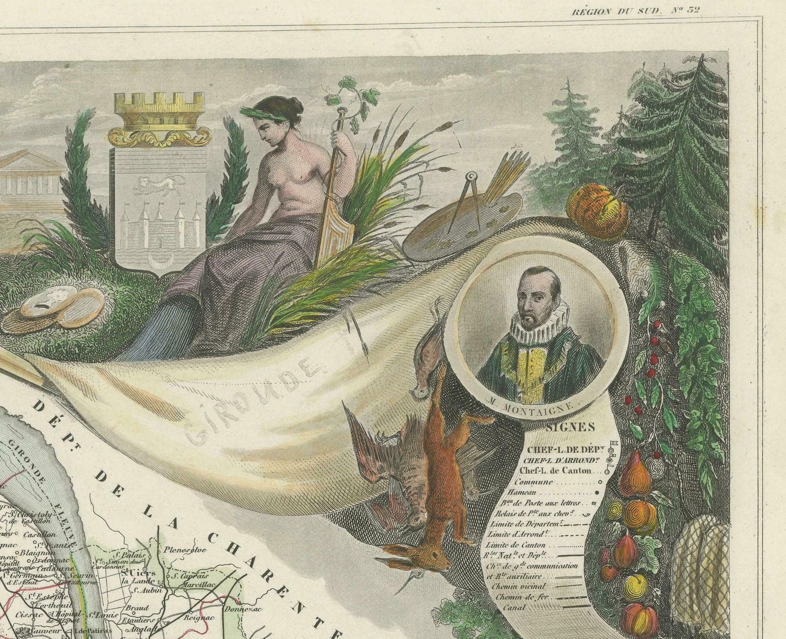 Levasseur's 1852 Cartographic Portrait Of Gironde: Celebrating The Bordeaux Wine photo buy