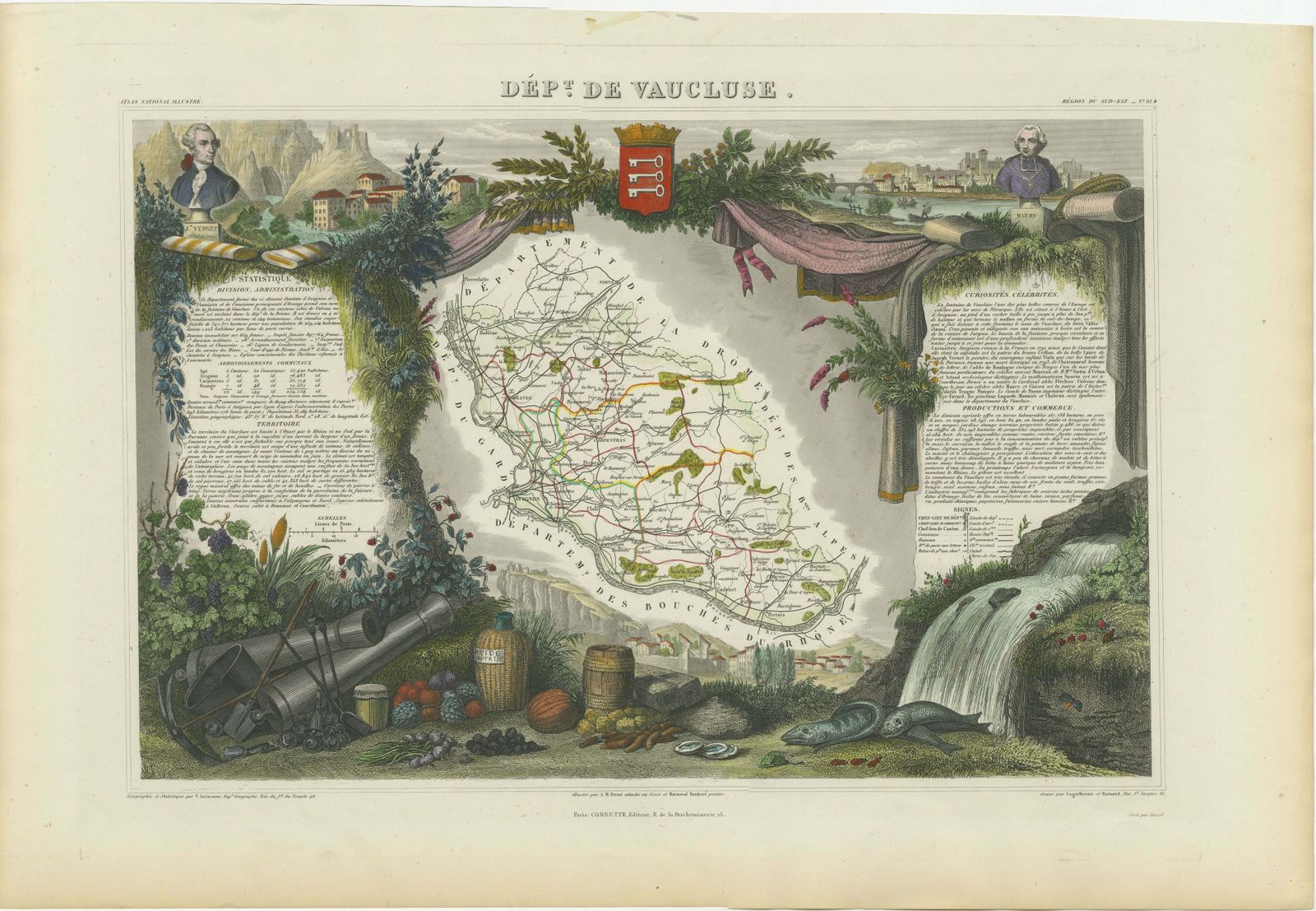 Old Map Of Vaucluse, France: A Cartographic Celebration Of Viticulture, 1852 photo furniture
