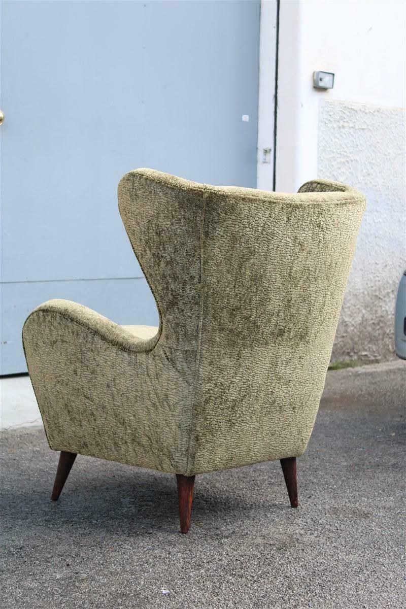 photo buy Mid Century Italian Armchair In Green Velvet With Wooden Feet Gio Pont Style