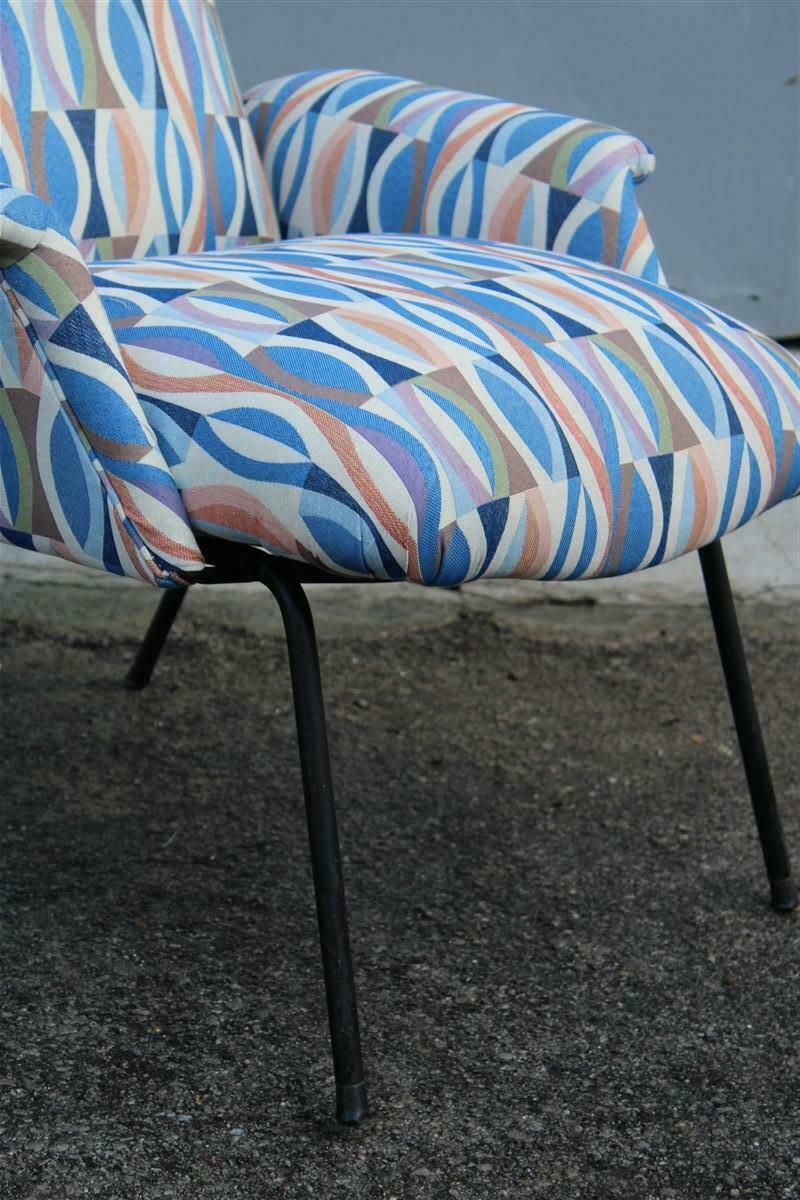Italian Mid Century Armchair Arflex 1950s Optical Fabric Iron Feet photo 2708.0