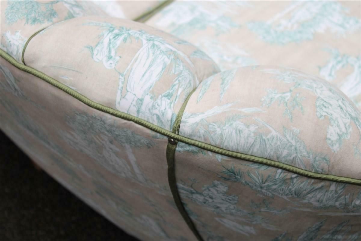 photo for sale Large Shell Sofa Guglielmo Ulrich 1950s Italy Decorated Velvet Fabric Ochres