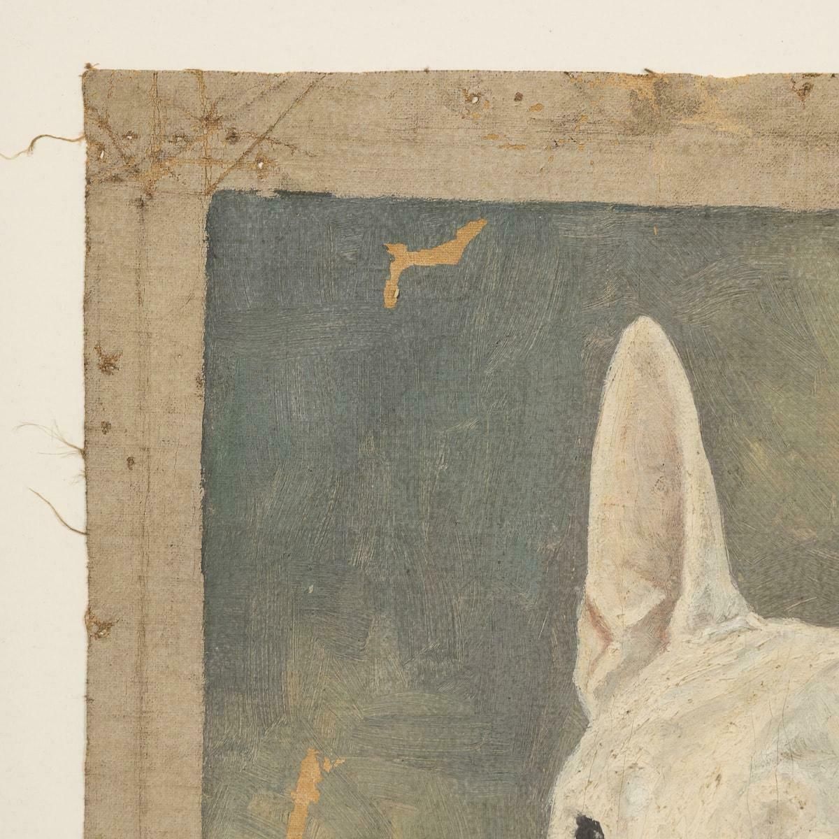 Antique 20thc Framed English Bull Terrier Oil On Canvas By Frederick Thomas Daws photo vintage