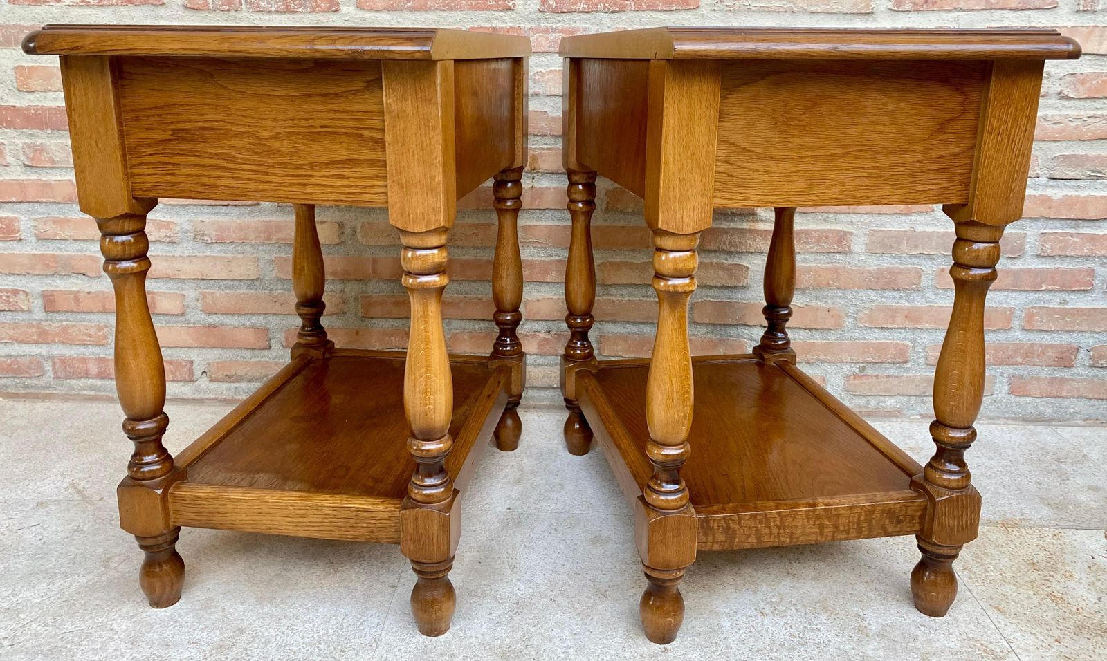 2183.0 20th Century Spanish Nightstands With One Drawer And Iron Hardware And One Open photo