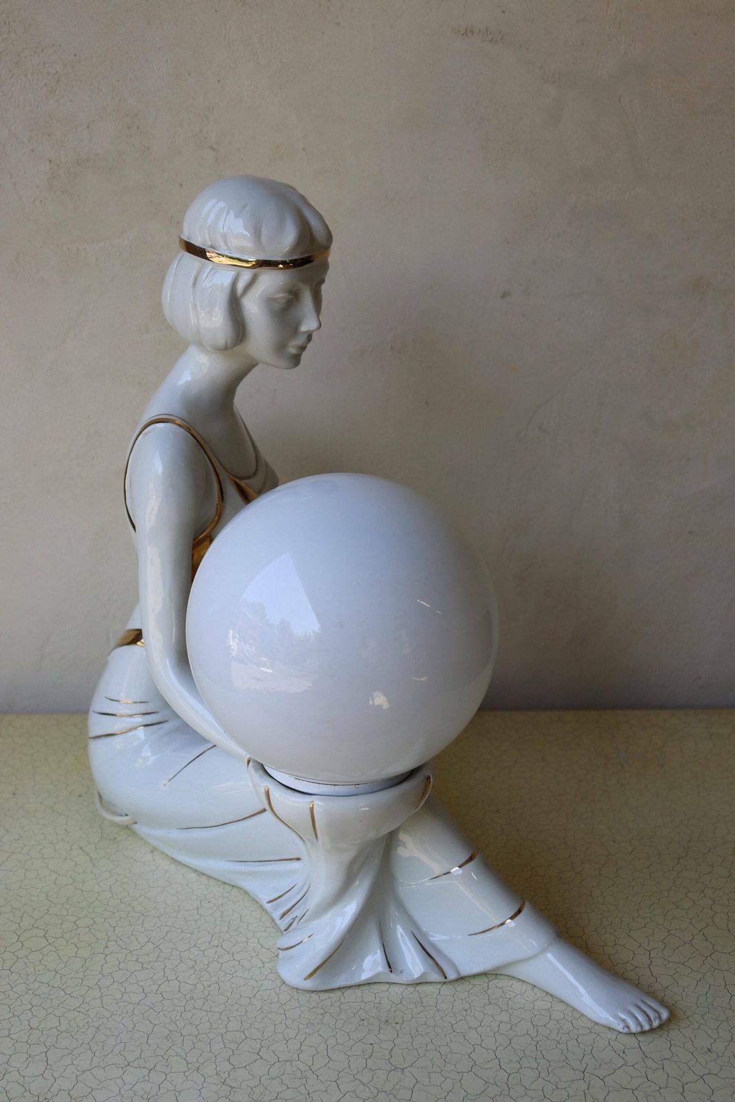 Italian Art Deco Style 1960's Porcelain Table Lamp By Bassano (St.19) photo Lighting