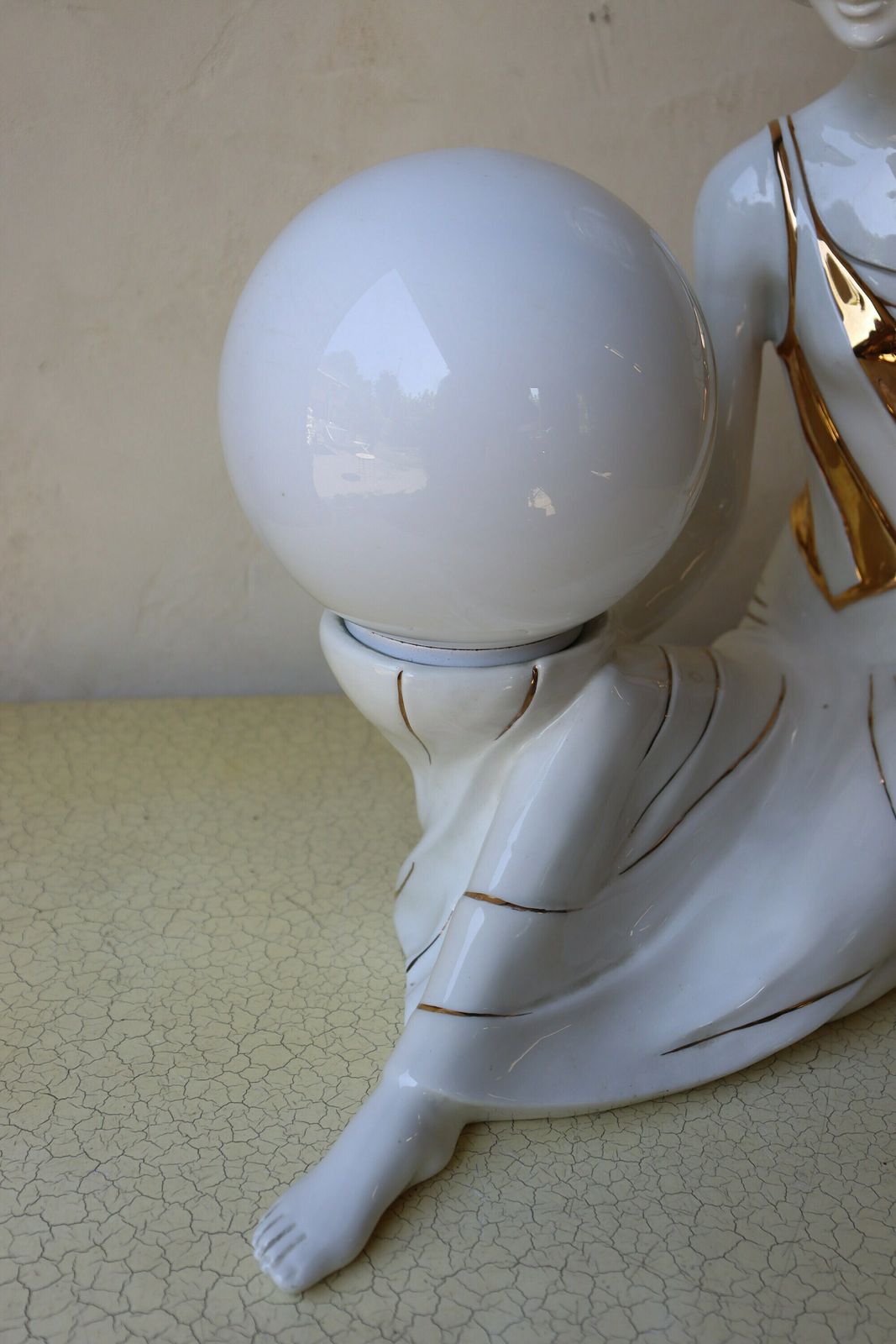 Italian Art Deco Style 1960's Porcelain Table Lamp By Bassano (St.19) photo vintage