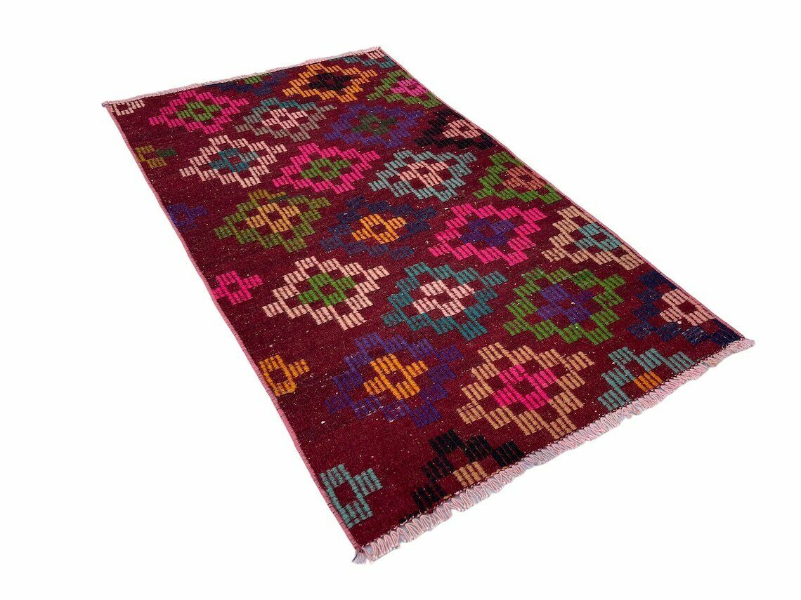 Traditional Turkish Mini Kilim Rug Vintage Anatolian Turkish Kelim photo 323.0