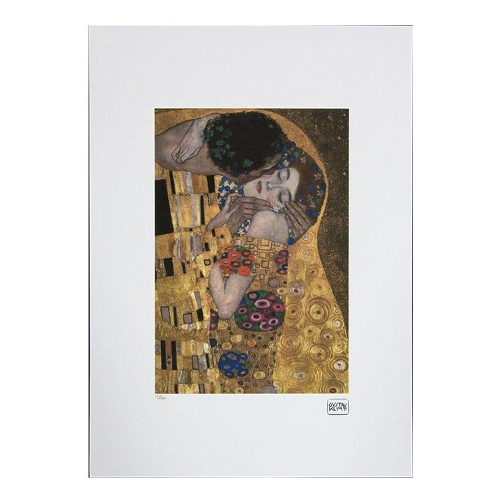 Gustav Klimt, "The Kiss" Large Limited Lithograph photo furniture