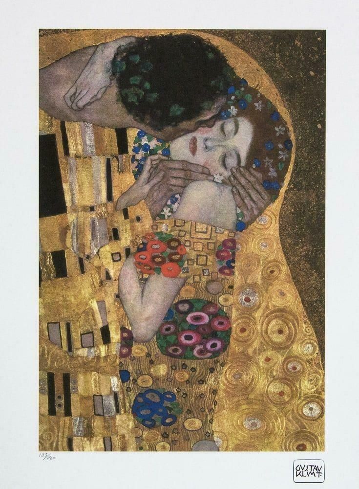 Gustav Klimt, "The Kiss" Large Limited Lithograph