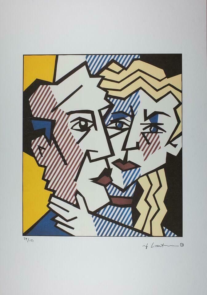 1980s Original Roy Lichtenstein "The Couple" Limited Edition Lithograph photo furniture
