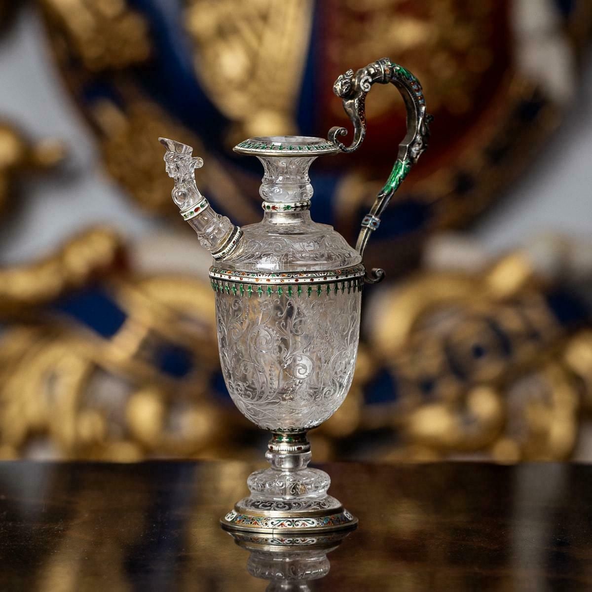 Antique 19thc Austrian Silver, Enamel & Rock Crystal Ewer, Rudolf Linke C.1890 photo furniture