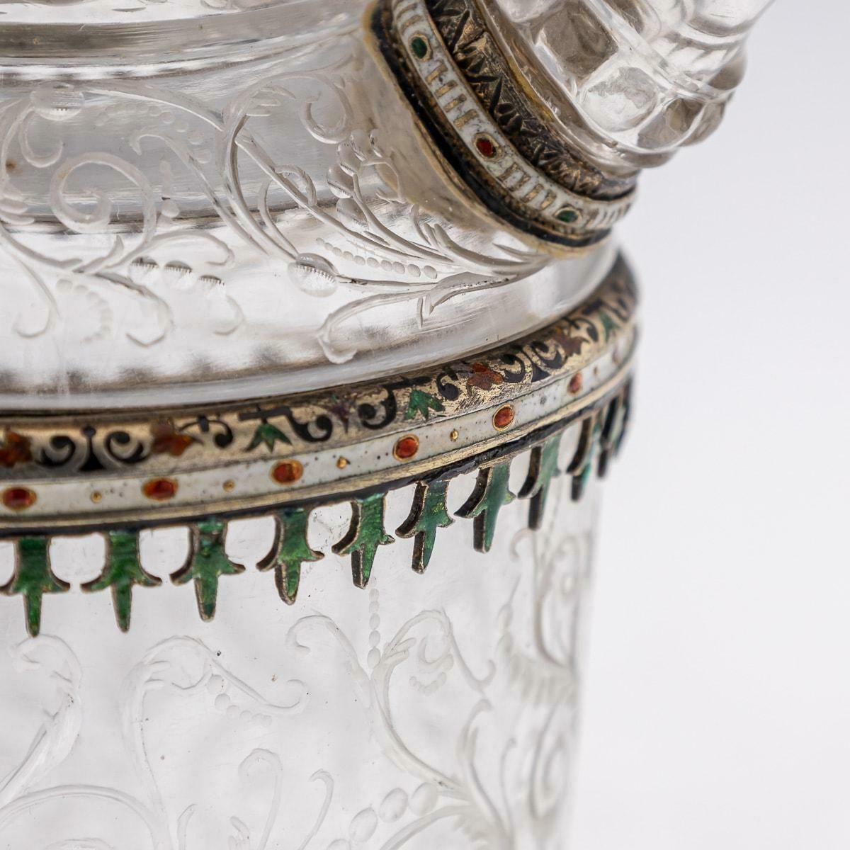 photo buy Antique 19thc Austrian Silver, Enamel & Rock Crystal Ewer, Rudolf Linke C.1890