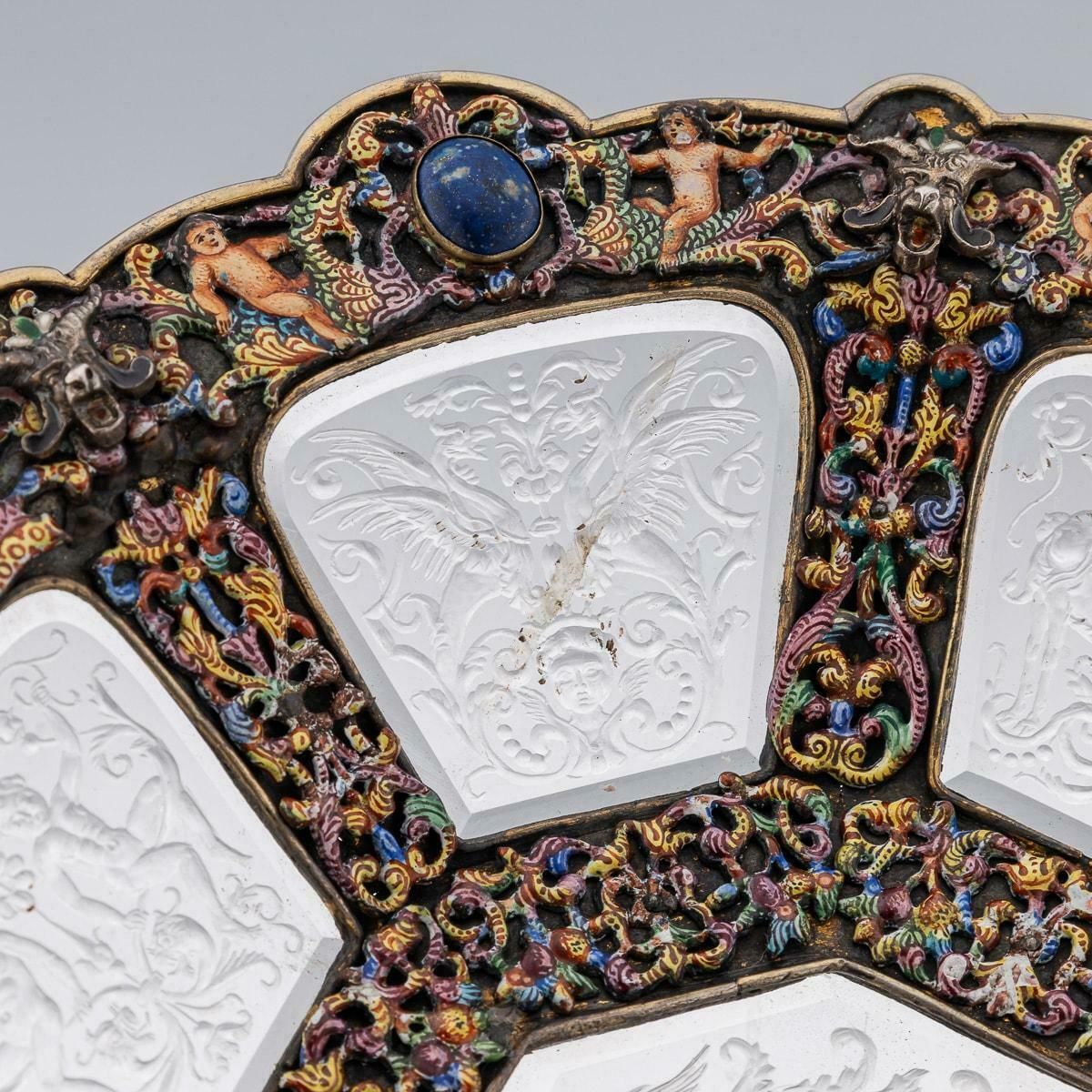 Antique 19thc Austrian Silver, Enamel & Rock Crystal Dish By Rudolf Linke C.1890 photo vinterior