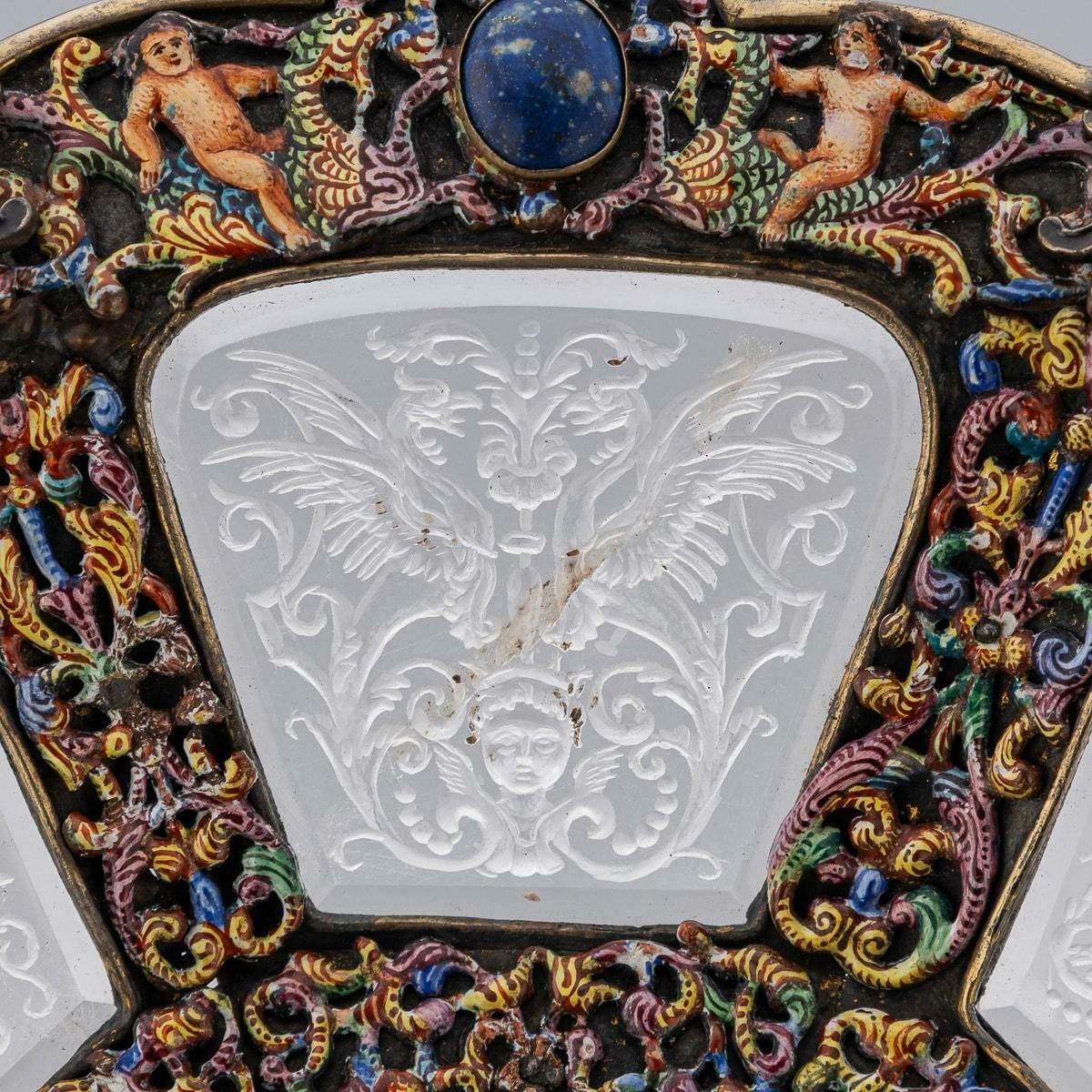 Home Decor Antique 19thc Austrian Silver, Enamel & Rock Crystal Dish By Rudolf Linke C.1890 photo