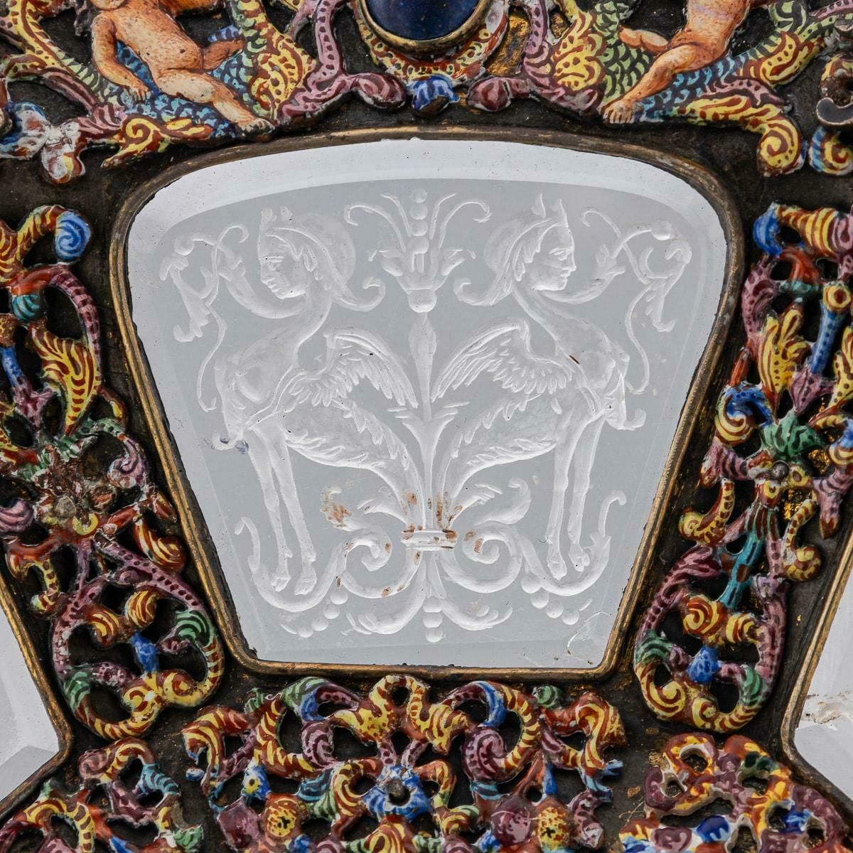 photo vinterior Antique 19thc Austrian Silver, Enamel & Rock Crystal Dish By Rudolf Linke C.1890
