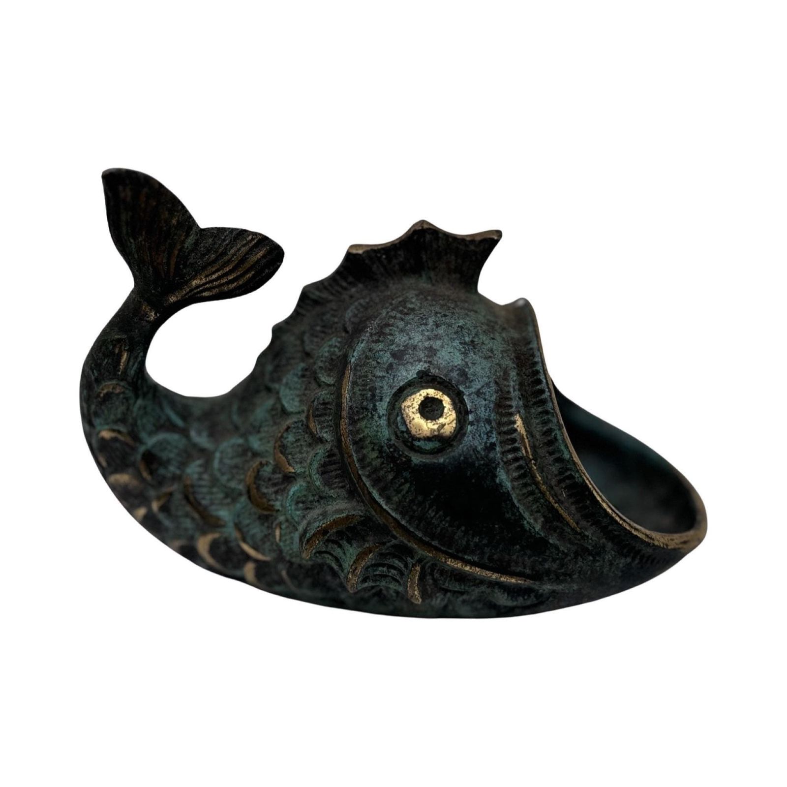 Walter Bosse Toegeschreven Mid Century Vis / Walvis Sculptuur Messing Asbak, Oostenrijk, Jaren 1950 Dierfiguur Ringschaaltje Bureaudecoratie Cadeau Voor Hem photo for sale