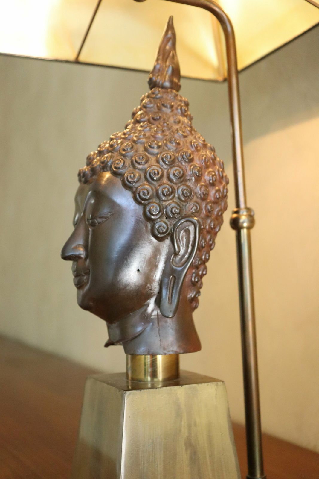 Hollywood Regency Design Midcentury Bronze Buddha Lamp , Belgian Design 1970's (St.1) photo 379.0