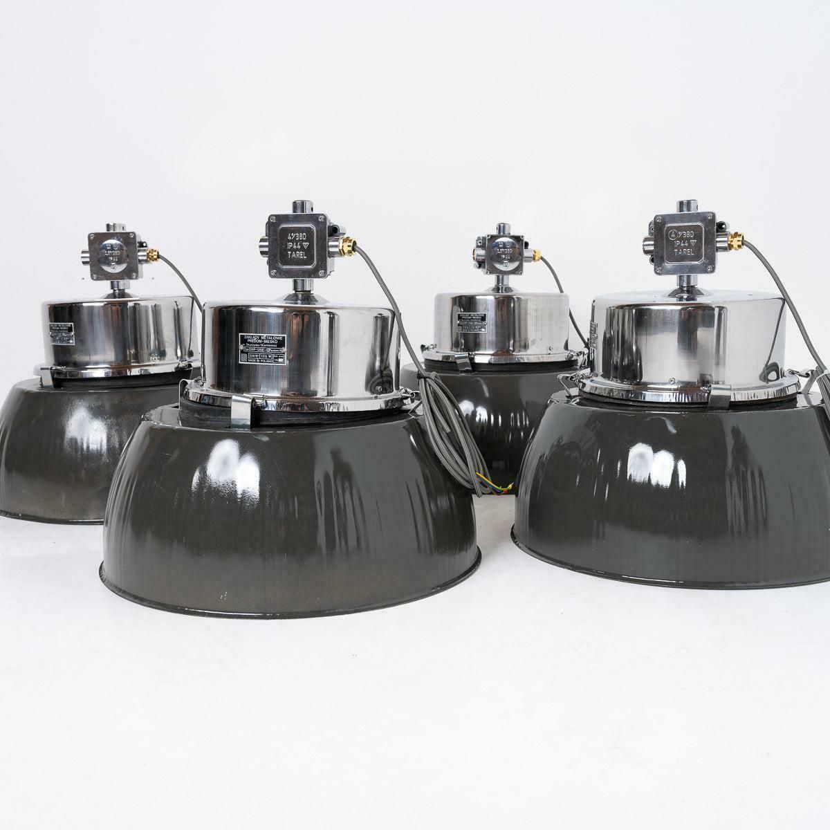 photo vinterior Xl Polish Factory Lights With Prismatic Glass   Graphite Grey / Polished Steel