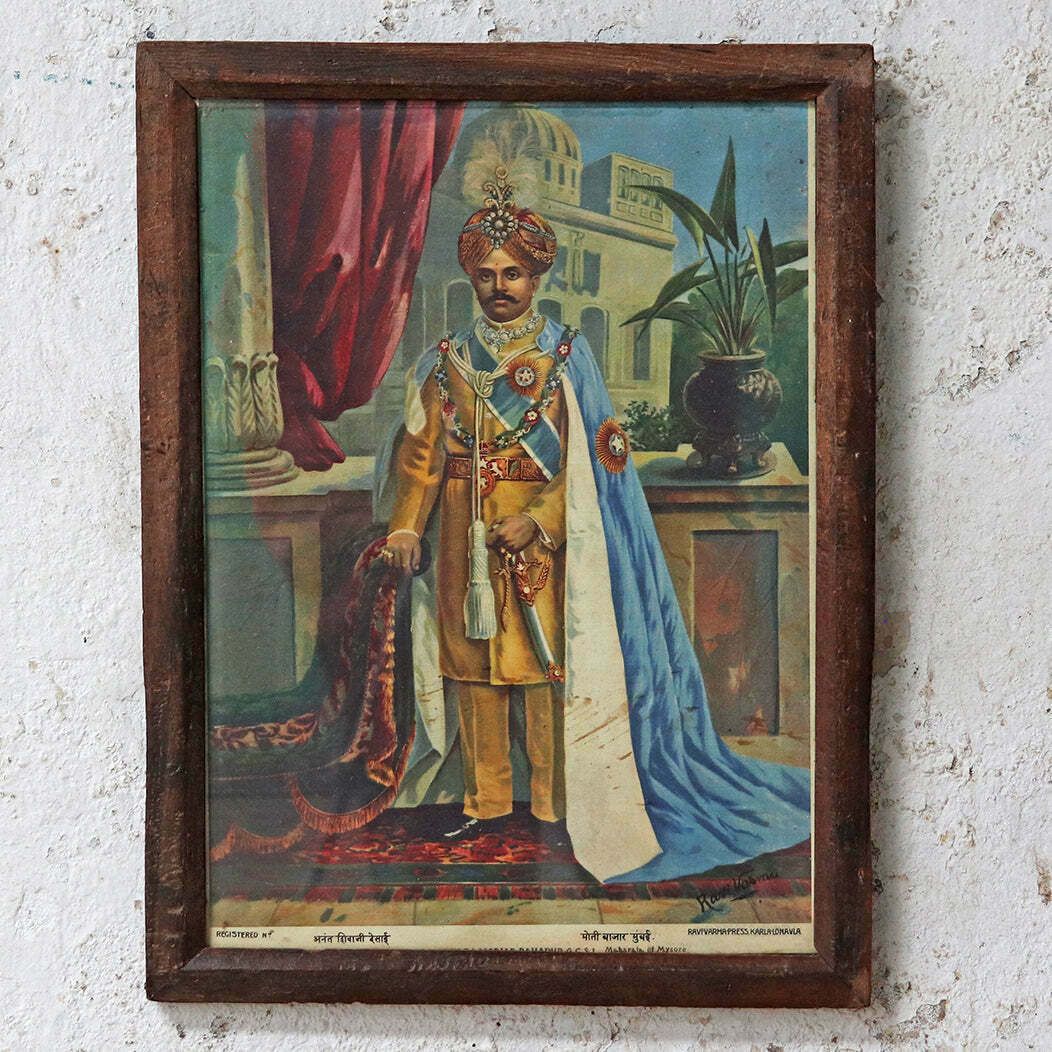 Maharaja Of Mysore   Vintage Ravi Varma Print