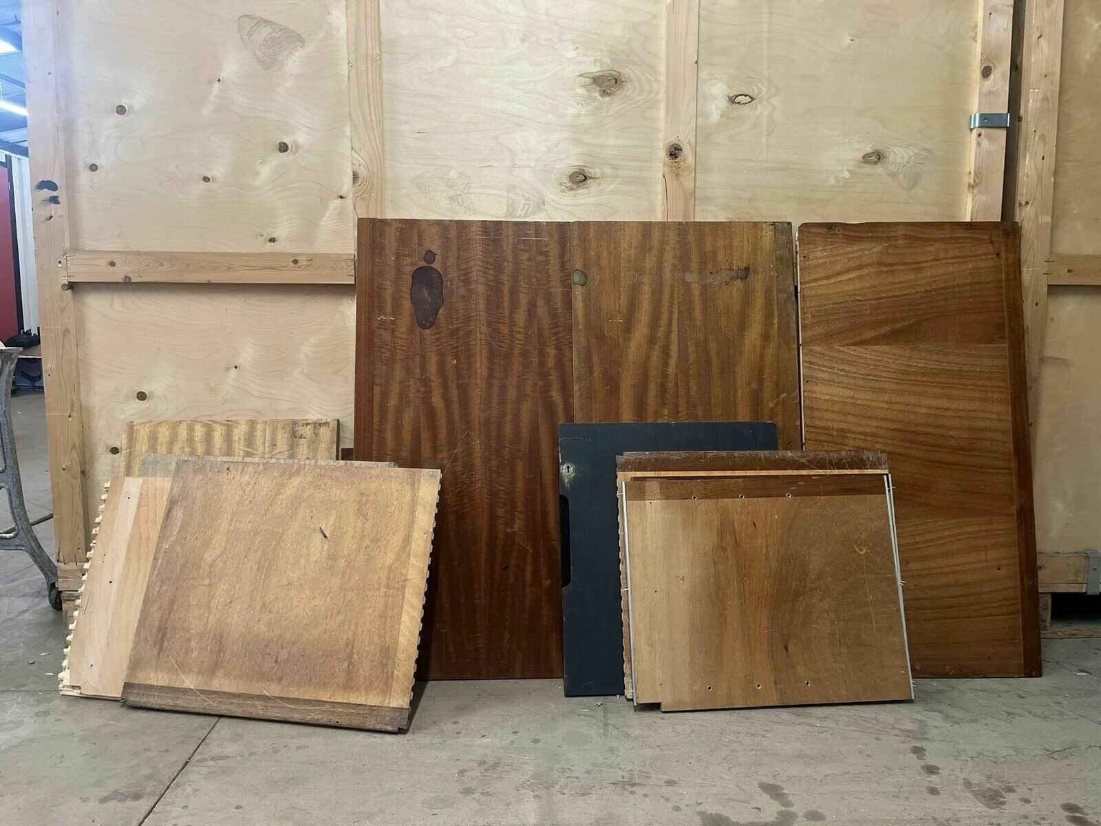 Reclaimed Iroko Wood Panels 13 Pieces School Cabinet photo Furniture