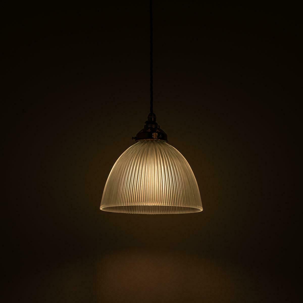 Antique Holophane E100 Blue Frosted Prismatic Glass & Copper Pendant Lights photo furniture