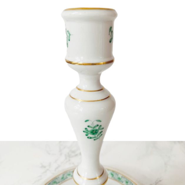 Chinese Bouquet Apponyi Green Candlestick Porcelain Herend photo for sale