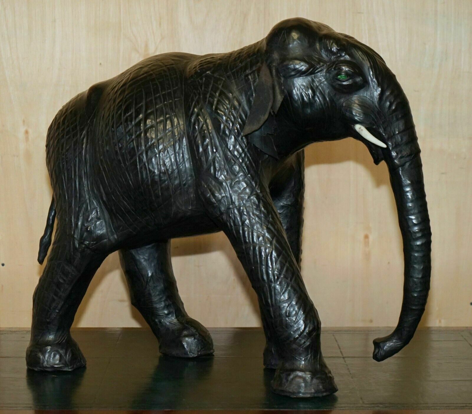 Super Rare Green Eyed Liberty's London Omersa Leather Elephant Footstool Stool